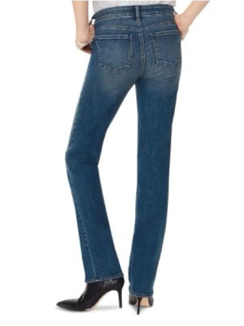 NWT NYDJ Marilyn Straight Lombard Lift Tuck Denim Cotton Blend Blue Jeans Size 8 - Picture 2 of 16